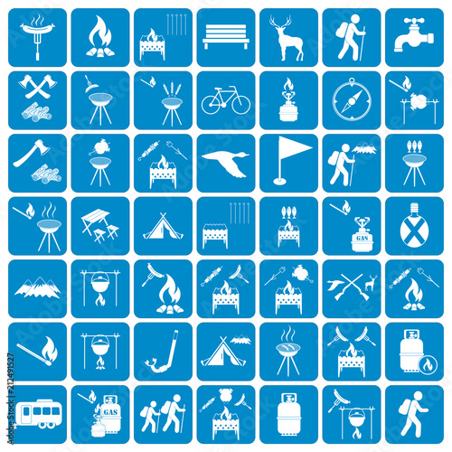 Set of camping equipment icons