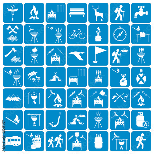 Set of camping equipment icons © diamondtetra