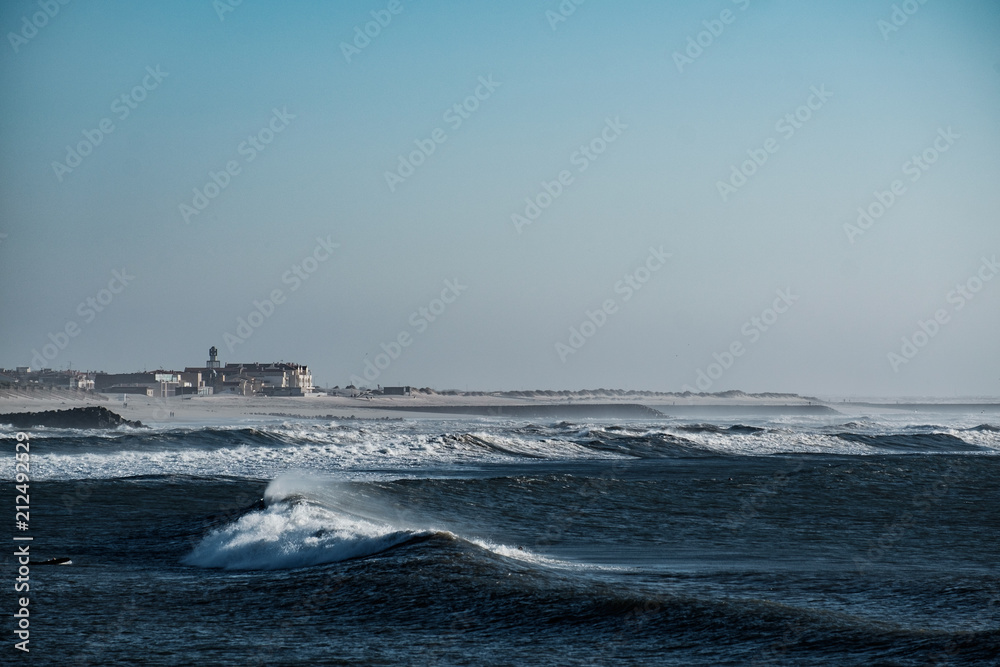 Big waves in Costa Nova, Aveiro, Portugal.