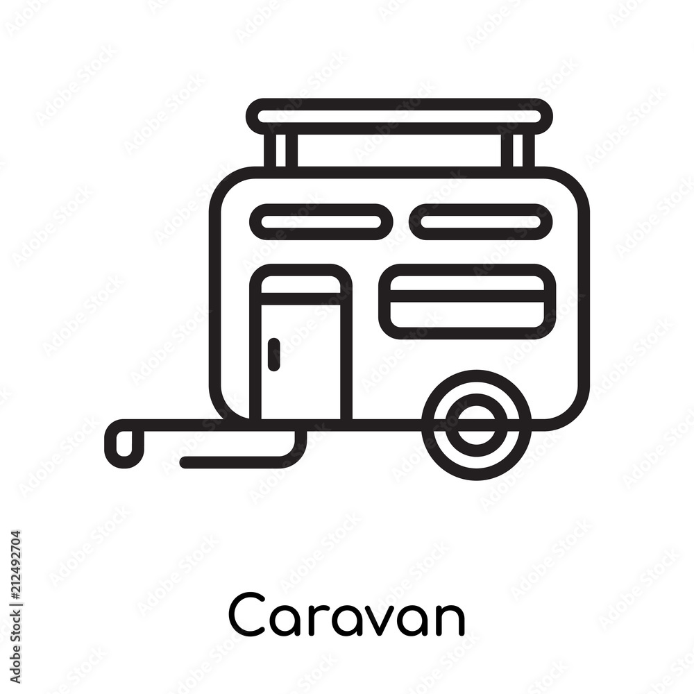 Caravan icon vector sign and symbol isolated on white background, Caravan logo concept Caravan icon vector sign and symbol isolated on white background, Caravan logo concept