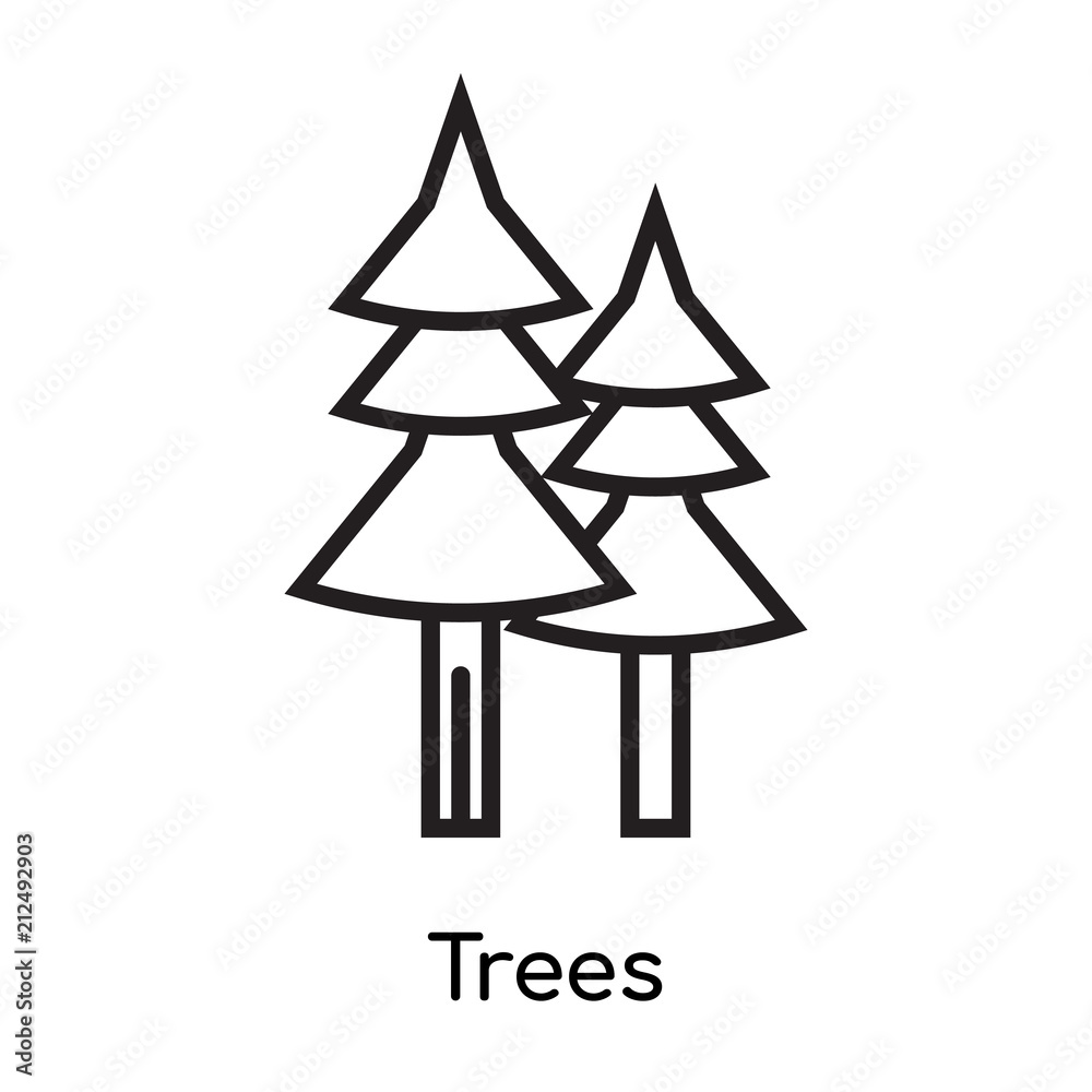 Fototapeta premium Trees icon vector sign and symbol isolated on white background, Trees logo concept