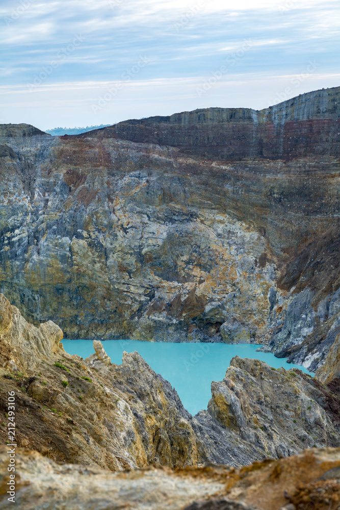Blue Lake in a Crater, One of Three Lake on Kelimutu Volcano, Ende, Flores Island, Indonesia