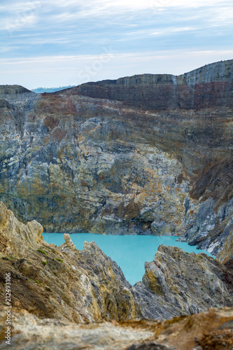 Blue Lake in a Crater, One of Three Lake on Kelimutu Volcano, Ende, Flores Island, Indonesia