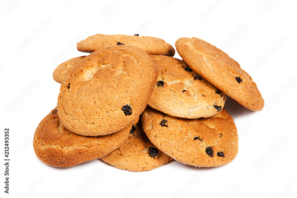 Oatmeal raisin cookies isolated on white background Oatmeal raisin cookies isolated on white background