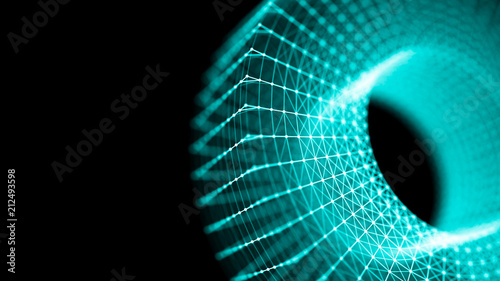 Technology connection structure. 3d rendering of twist form. Technology background. Ai element.