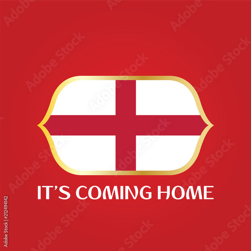 England flag national flag soccer emblem with football phrase Its coming home phrase