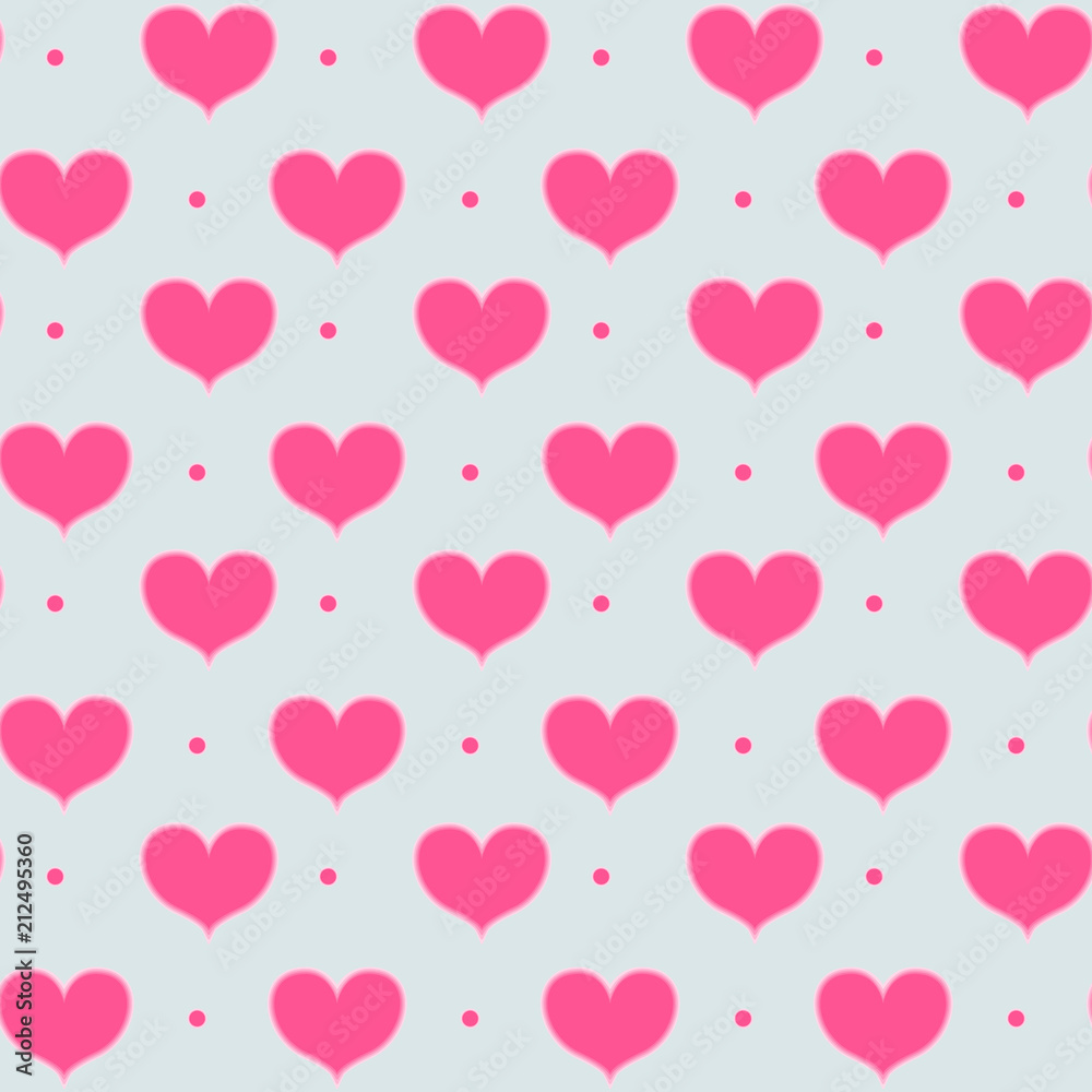 Vector seamless pattern with shiny pink hearts. Pattern with hearts of sequins and sparkles. Background to the day of Saint Valentine.