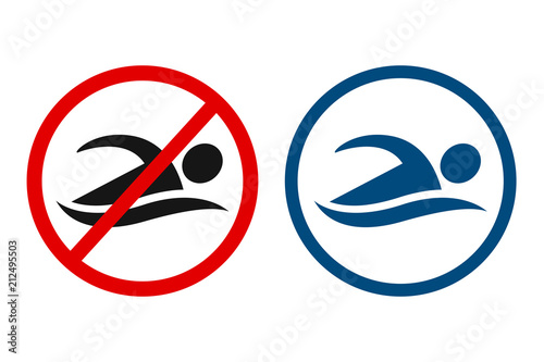 No swimming and swimming allowed sign