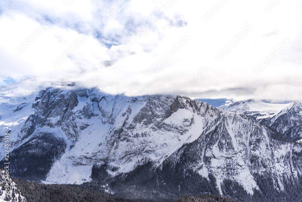 Dolomites Mountains in the winter