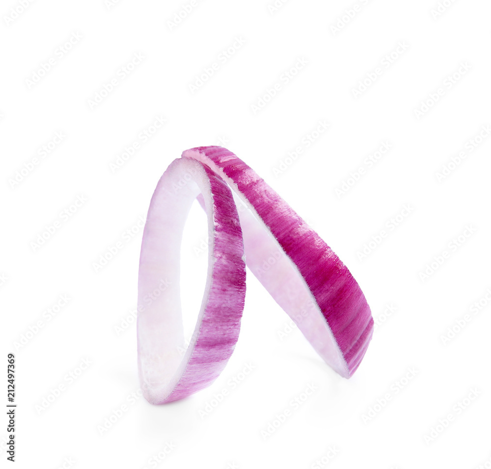 Fresh slices of red onion on white background Fresh slices of red onion on white background