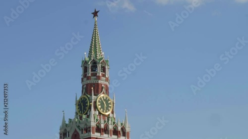 Panoramic view of Spasskaya tower in Moscow photo