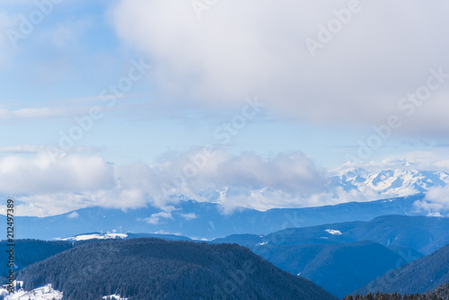 Winter clouds in Dolomites mountains