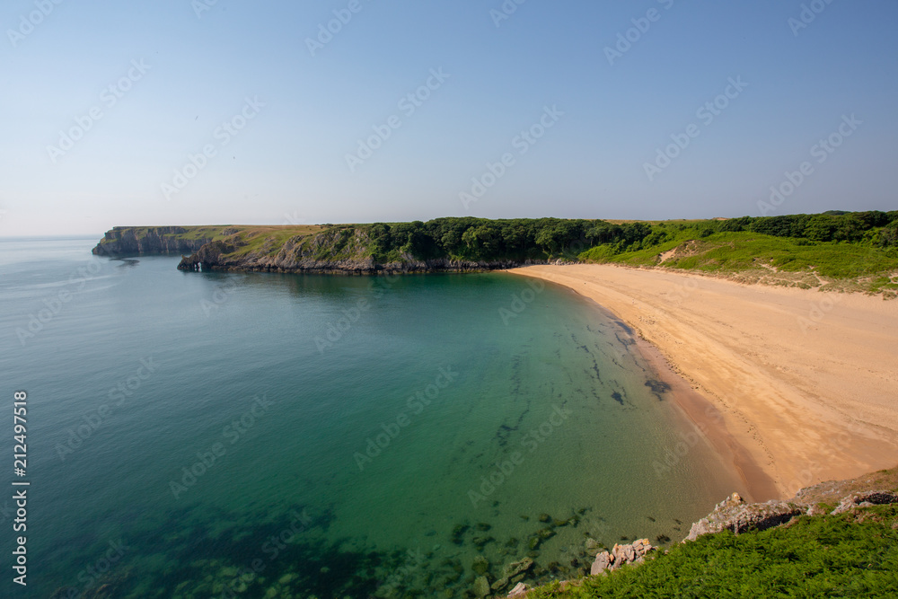 The beautiful Barafundle Bay beach in Pembrokeshire, South Wales