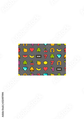 Seamless pattern with slot machine symbols. flat style. isolated on gray background