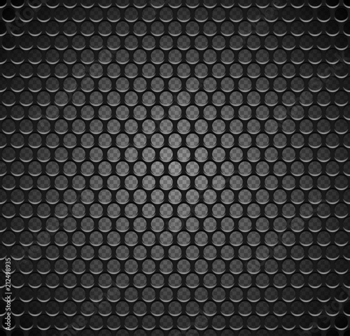 Vector metal grid seamless pattern on transparent background. Black iron speaker grill endless texture. Web page fill.