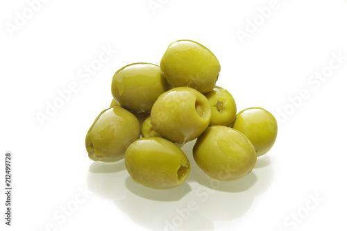 bunch of olives on white background
