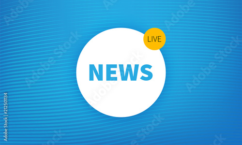 Stock vector illustration logo breaking news live banner. Blue wavy lines background. Modern design of news EPS10