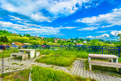 Zelenjak village Zagorje region. / Scenic view at colorful village Zelenjak in Zagorje region, Northern Croatia travel places. photo