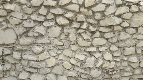 Stone wall surface with cement