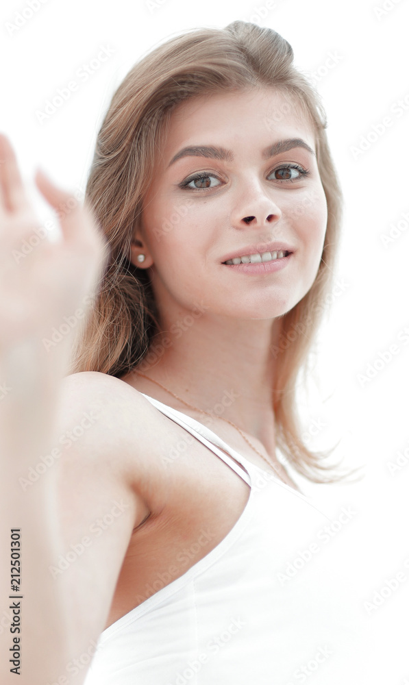 closeup portrait of a cute young woman closeup portrait of a cute young woman