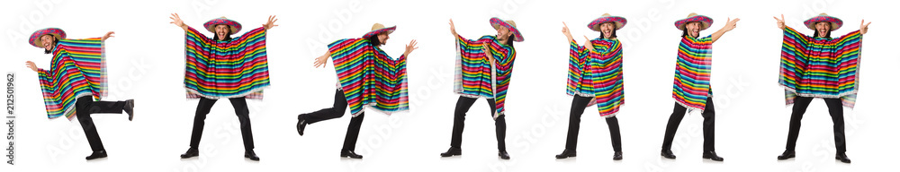 Handsome man in vivid poncho isolated on white Handsome man in vivid poncho isolated on white