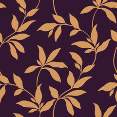 Ingelijste posters Oranje patronen Elegante bladeren naadloos botanisch dessin  © polina21