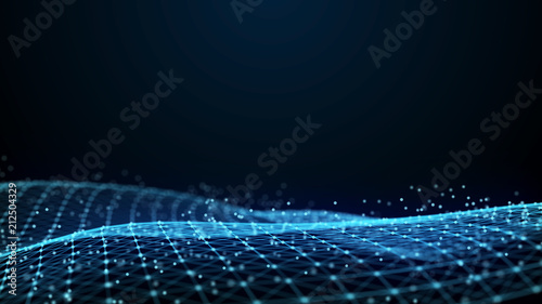 Abstract 3d rendering dots and lines. Technology background. Big data visualization. Artificial intelligence. Plexus.