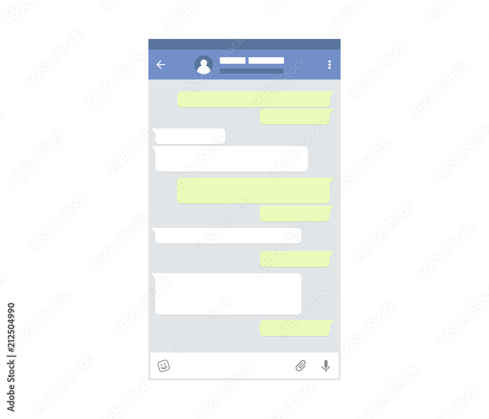 Mockup of mobile messenger. Chat app template. Modern design. Vector illustration. Mockup of mobile messenger. Chat app template. Modern design. Vector illustration.