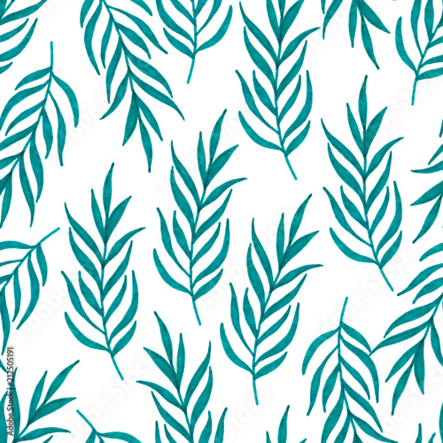 Seamless pattern with tropical branches