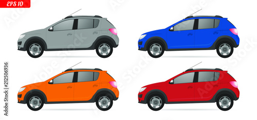Set of different color car, realistic car models