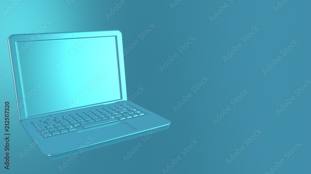 Modern laptop template on a blue background. Technology Concept Modern laptop template on a blue background. Technology Concept