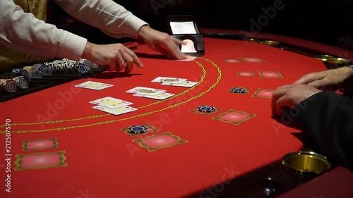 Gambling Black Jack in a casino - close up.