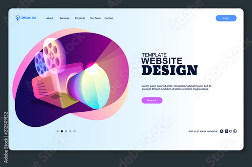 Website design template. Landing mobile web page layout. Vector media business concept, creative background