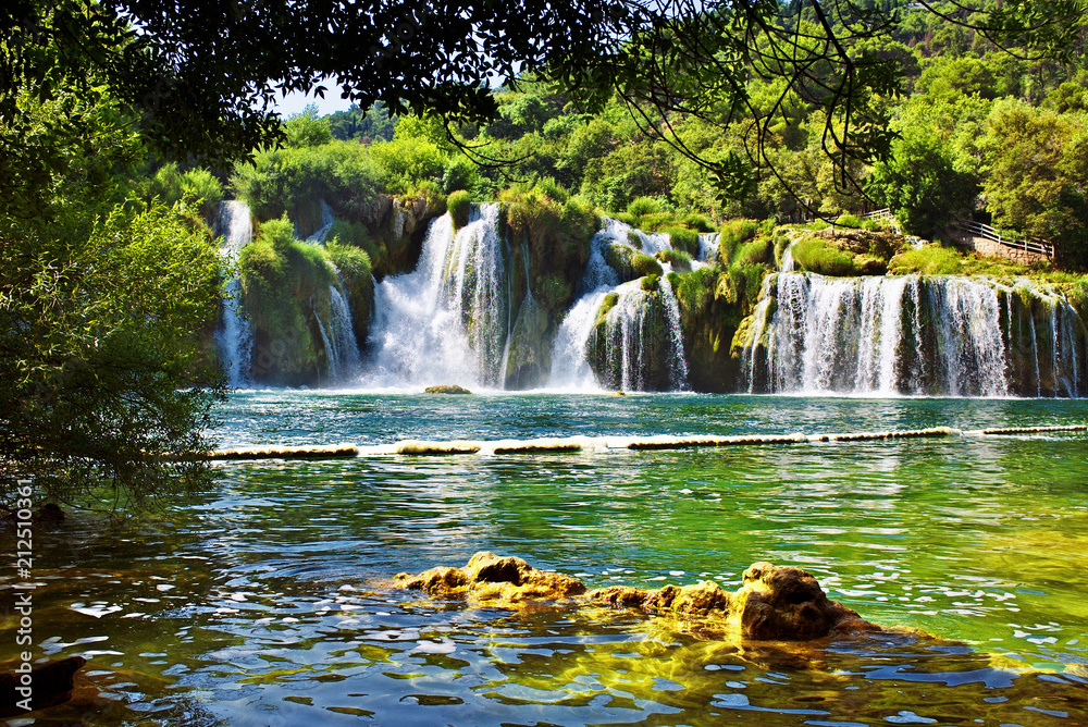 Fototapeta premium Waterfalls in Krka National Park in Croatia