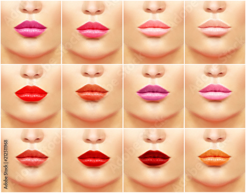 Color lips.Make up. Colored lipstick