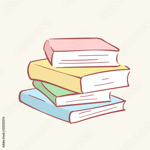 Pile stack books hand drawn style vector doodle design illustrations