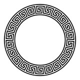 Circle frame with seamless meander pattern. Meandros, a decorative border, constructed from continuous lines, shaped into a repeated motif. Greek fret or Greek key. Illustration over white. Vector.