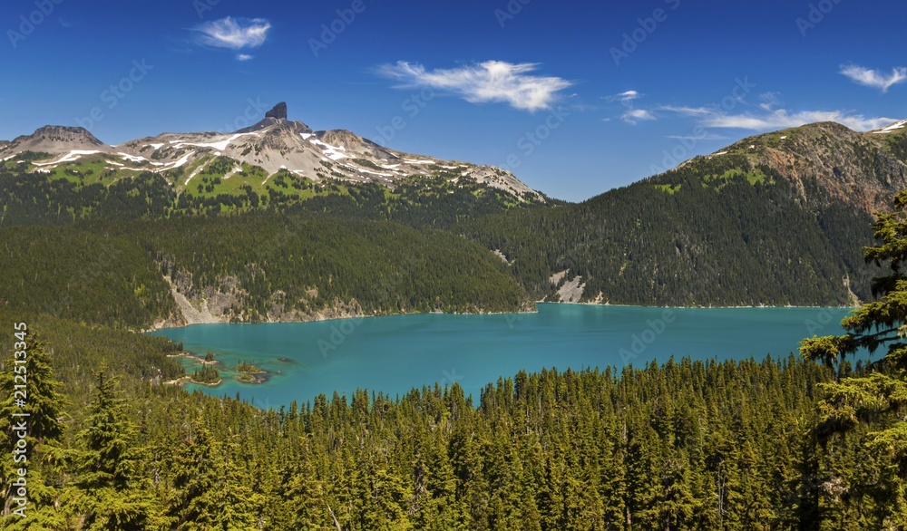 Scenic Landscape View of Black Tusk and Garibaldi Lake in Coast Mountains of British Columbia, Canada