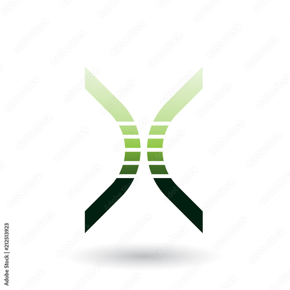 Green Bow Shaped Striped Icon for Letter X Vector Illustration Green Bow Shaped Striped Icon for Letter X Vector Illustration
