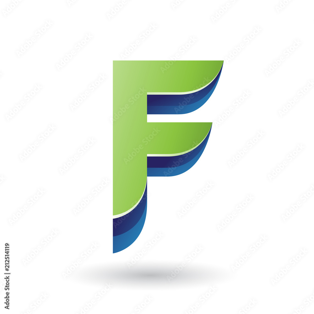 Layered 3d Green Icon for Letter F Vector Illustration Layered 3d Green Icon for Letter F Vector Illustration