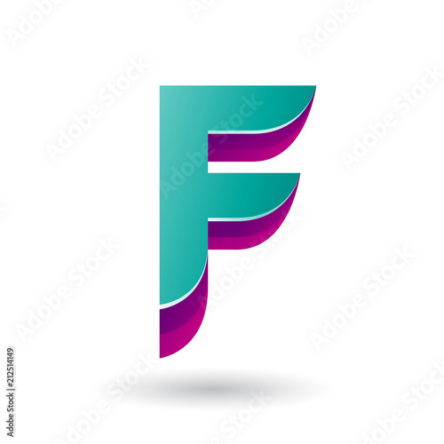 Free Download Layered 3d Persian Green Icon for Letter F Vector Illustration - GFXLoad