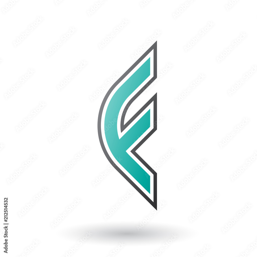 Persian Green Letter F Icon with Round Corners and Outer Stripes