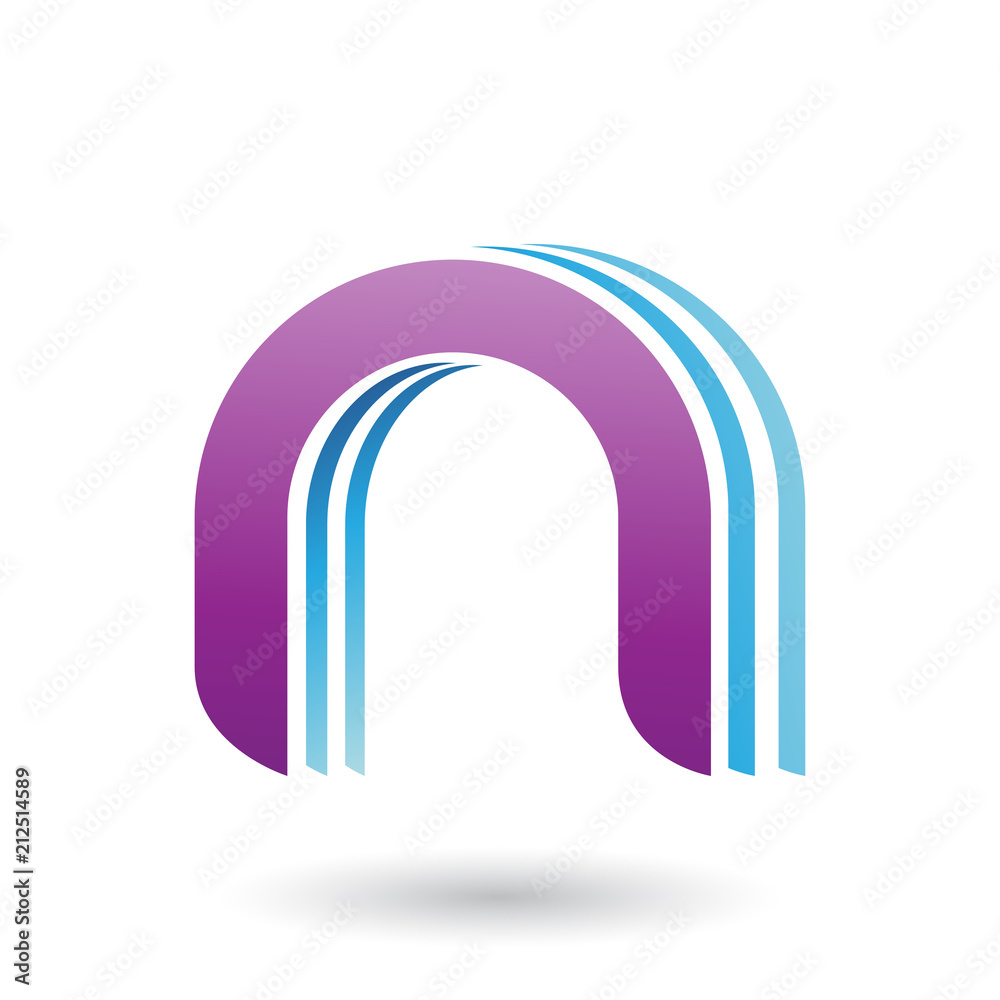 Purple Layered Icon for Letter N Vector Illustration Purple Layered Icon for Letter N Vector Illustration