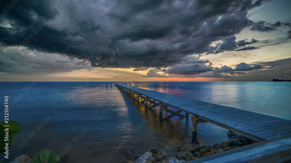 Dark ominous clouds over Tampa  Bay, Florida