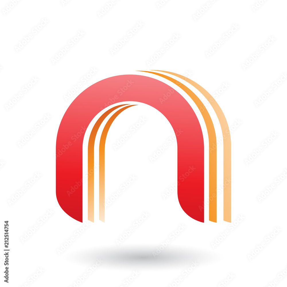 Red Layered Icon for Letter N Vector Illustration Red Layered Icon for Letter N Vector Illustration