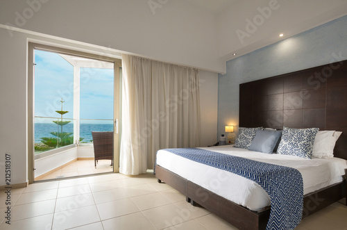 Interior of sea hotel bedroom