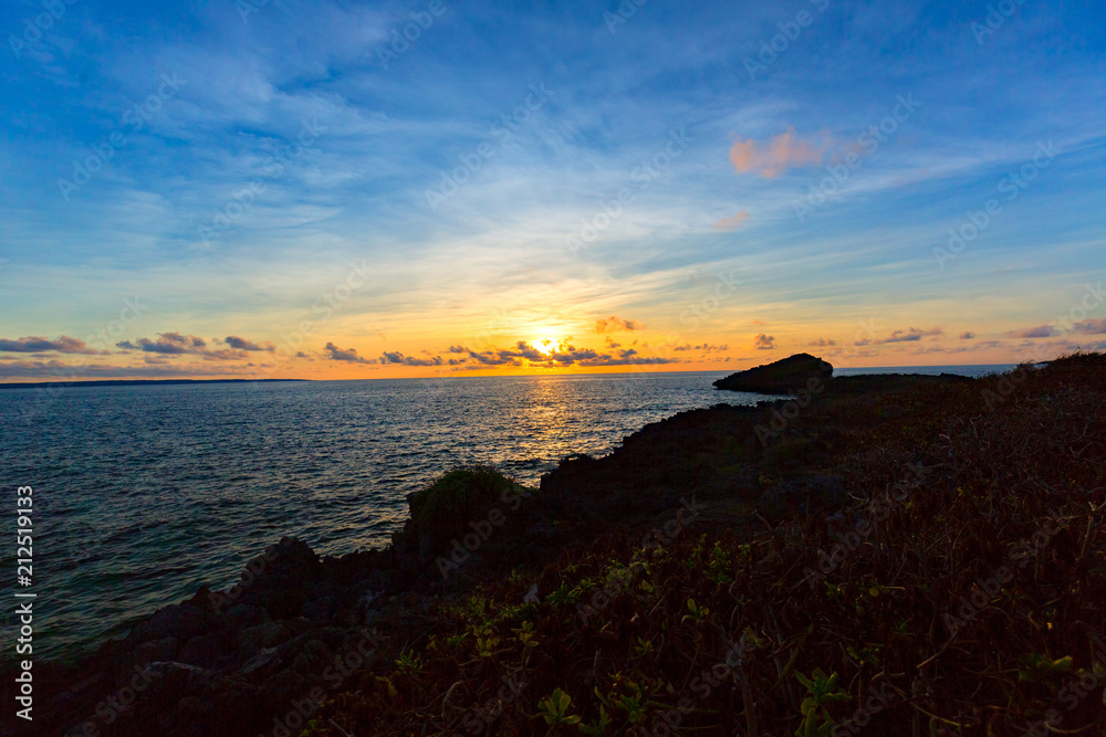 Sunset of East China Sea, Okinawa, Japan.