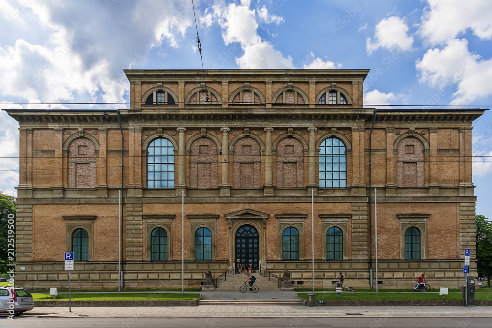 Munich, Germany June 09, 2018: Building of Alte Pinakothek (Art Museum), Old Master paintings museum in Kunstareal, Munich.