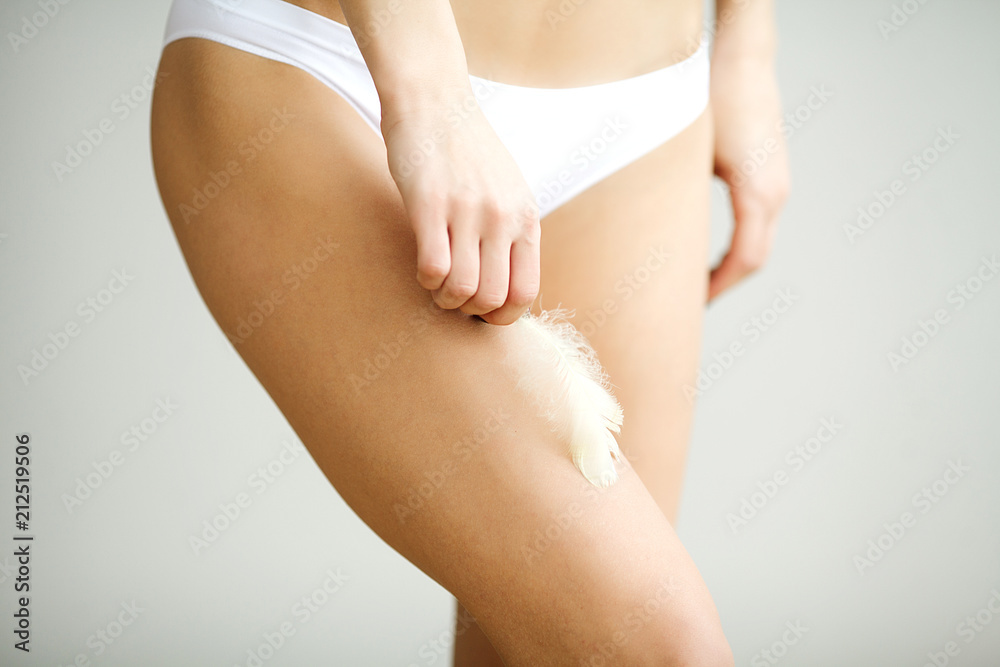 Long Woman Legs With Beautiful Soft Skin. Beauty Body Care