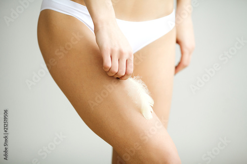 Long Woman Legs With Beautiful Soft Skin. Beauty Body Care © Maksymiv Iurii
